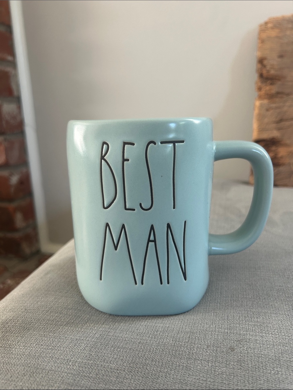 NWOT Rae Dunn “BEST MAN” Light Blue Ceramic Mug